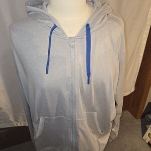 Peloton Gray Hoodie with Blue Drawstrings Hoodie Sweatshirt